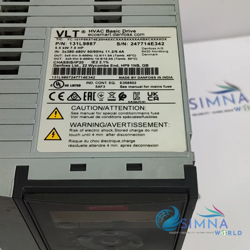 Danfoss 131L9867 VLT HVAC Basic Drive FC-101 5.5kW 7.5HP thumbnail 6