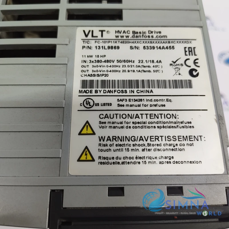 Danfoss 131L9869 VLT HVAC Basic Drive FC-101 11kW 15HP 380-480V thumbnail 6